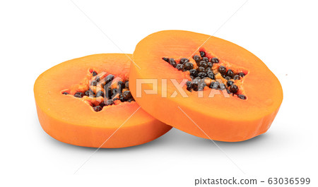 slice papaya on white background 63036599