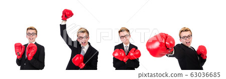 Young businessman boxer isolated on white 63036685