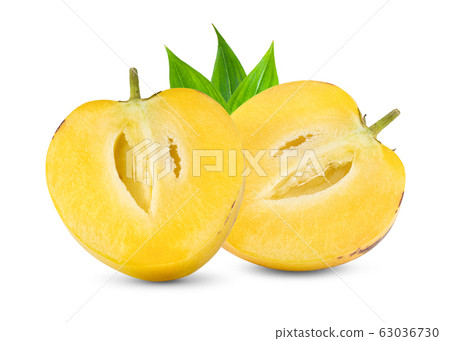 pepino melons with leaf on a white 63036730