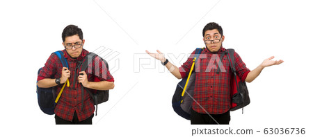 Young man with bags isolated on white Young man with bags isolated on white 63036736