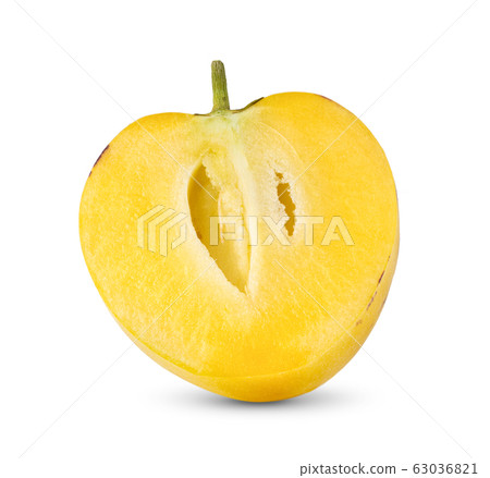 half pepino melons on a white background half pepino melons on a white background 63036821
