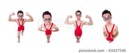 Funny wrestler isolated on white Funny wrestler isolated on white 63037590