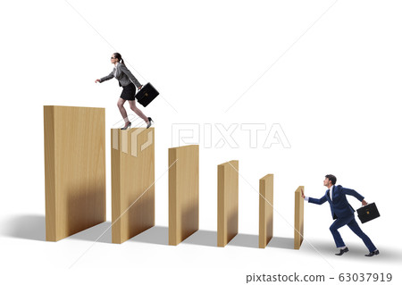 Domino effect and competition concept Domino effect and competition concept 63037919