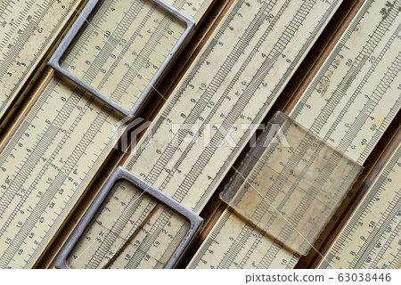 Group of old slide rules, or slipsticks 63038446