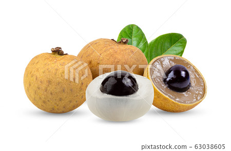 Longan with leaf isolated on white Longan with leaf isolated on white 63038605