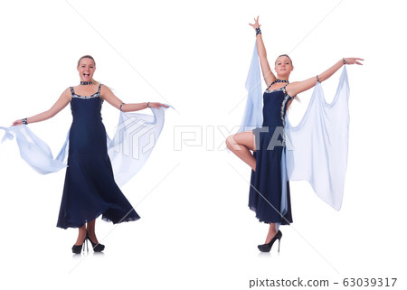 Woman dancing on the white 63039317