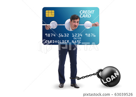 Businessman in credit card burden concept in pillory Businessman in credit card burden concept in pillory 63039526