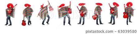 Funny mexican with guitar isolated on white 63039580