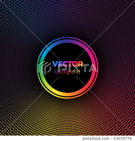 Rainbow colors Halftone dotted vortex circle background. Abstract colorful vector illustration 63039776
