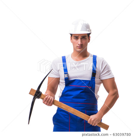 Man with axe isolated on the white Man with axe isolated on the white 63039780