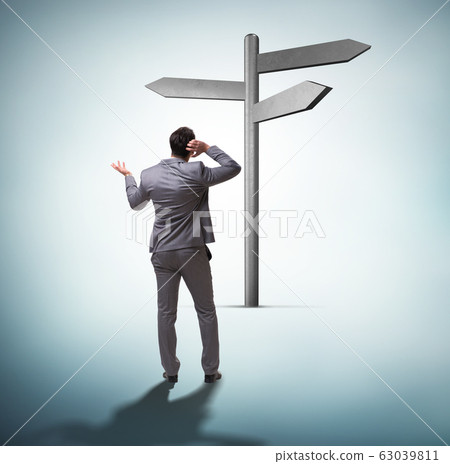 Businessman in difficult choice concept Businessman in difficult choice concept 63039811