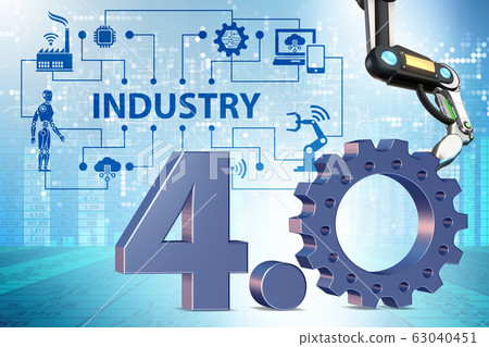 Industry 4.0 concept with various stages - 3d... - Stock Illustration ...