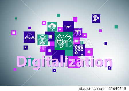 Digital transformation concept - 3d rendering - Stock Illustration ...