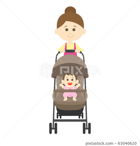 Mom pushing a stroller Mom pushing a stroller 63040620