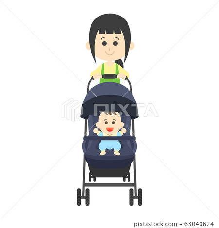 Mom pushing a stroller 63040624