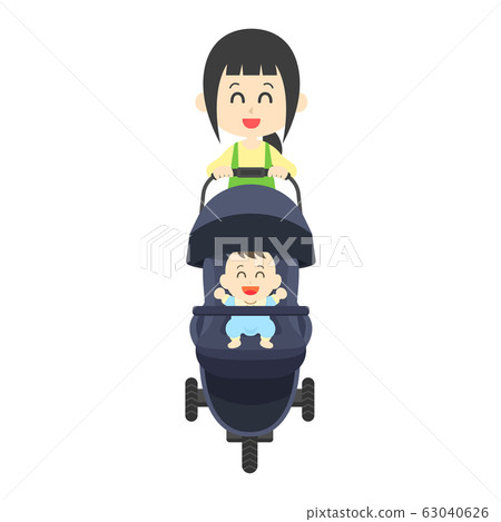 Mom pushing a stroller 63040626