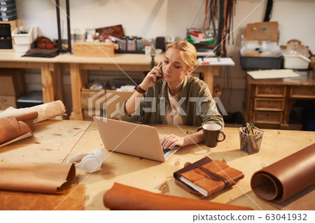 Caucasian Woman Having Phone Call Caucasian Woman Having Phone Call 63041932