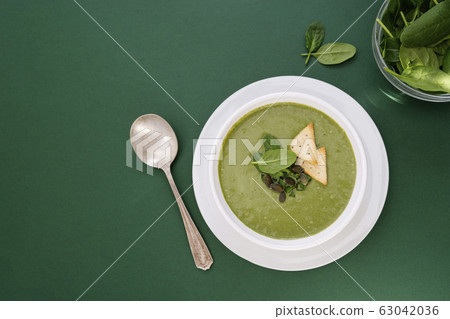 Creamy vegetable soup. Healthy spinach, broccoli Creamy vegetable soup. Healthy spinach, broccoli 63042036