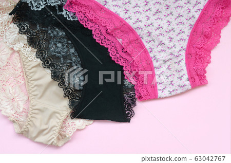 White, black and pink women underwear with lace on 63042767