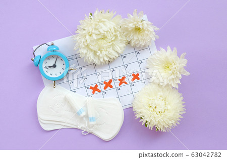 Menstrual pads and tampons on menstruation period Menstrual pads and tampons on menstruation period 63042782