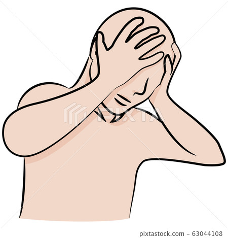 Person holding head cartoon color Person holding head cartoon color 63044108