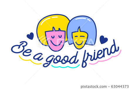 Be a Good Friend Cartoon Banner with Doodle Elements and Hand Written Typography. Friendship and Anti Bullying Be a Good Friend Cartoon Banner with Doodle Elements and Hand Written Typography. Friendship and Anti Bullying 63044373