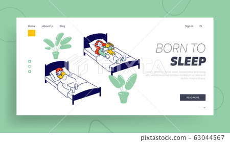 Kids Rest and Relaxing, Snooze in Bedchamber Website Landing Page. Afternoon Nap Time, Little Kids Sleeping Kids Rest and Relaxing, Snooze in Bedchamber Website Landing Page. Afternoon Nap Time, Little Kids Sleeping 63044567