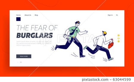 Police Officer Catching Pickpocket Thief who Steal Bag Website Landing Page. Policeman on Duty, City Patrol Man Police Officer Catching Pickpocket Thief who Steal Bag Website Landing Page. Policeman on Duty, City Patrol Man 63044599