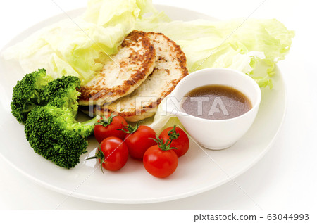 Plate of chicken hamburger Plate of chicken hamburger 63044993