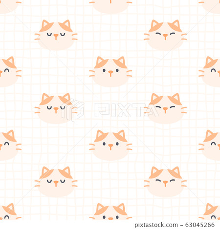 Cute cat seamless pattern background - Stock Illustration [63045266 ...