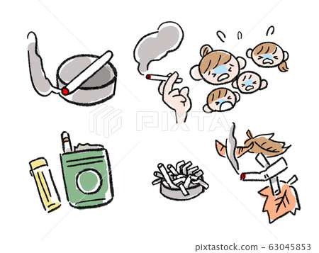 Cigarette health damage annoyance illustration illustration set Cigarette health damage annoyance illustration illustration set 63045853