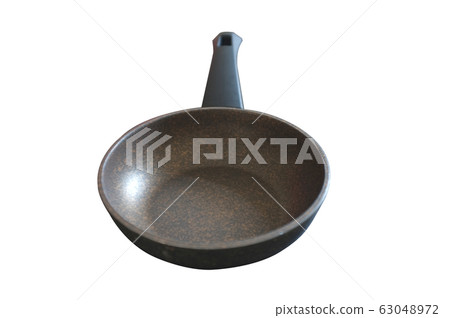 Brown fry pan over white background Brown fry pan over white background 63048972