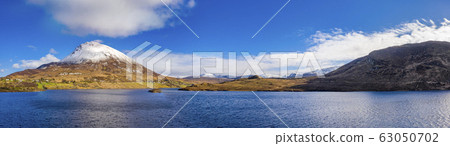 Aerial view of Mount Errigal, the highest mountain in Donegal - Ireland 63050702