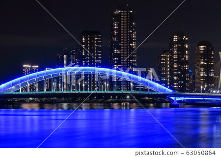 City night view Tokyo Edaibashi and Sumida River City night view Tokyo Edaibashi and Sumida River 63050864
