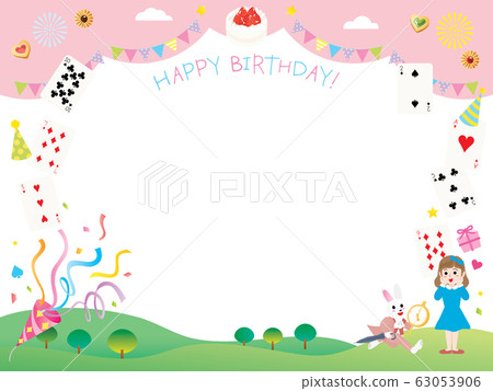 Alice's birthday frame illustration in wonderland 63053906