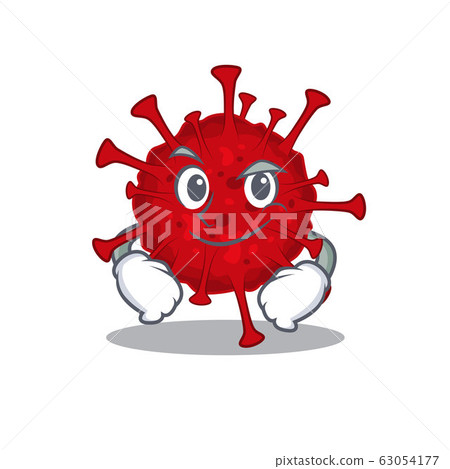 Funny betacoronavirus mascot character showing confident gesture Funny betacoronavirus mascot character showing confident gesture 63054177