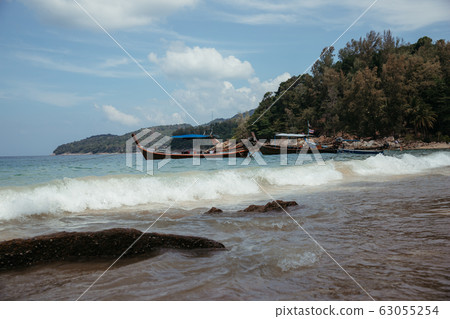 Fishing boats. Boats are in the bay. Thailand 63055254
