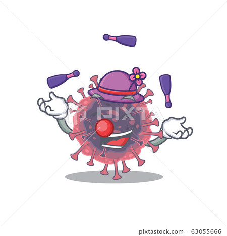 A sweet microbiology coronavirus mascot cartoon style playing Juggling 63055666