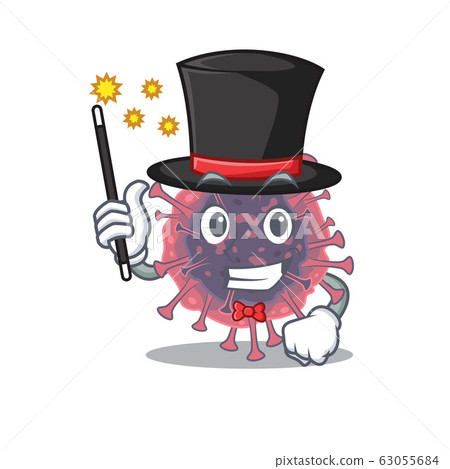 Charming microbiology coronavirus cartoon design performance as a Magician style 63055684