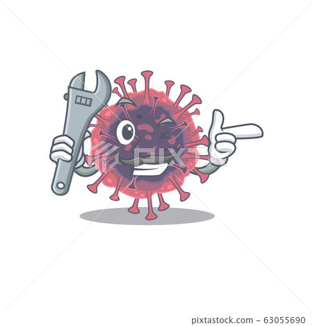 A picture of cool mechanic microbiology coronavirus cartoon character design 63055690