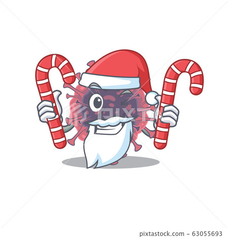 Friendly microbiology coronavirus in Santa Cartoon character having candies Friendly microbiology coronavirus in Santa Cartoon character having candies 63055693