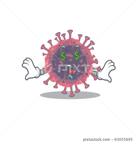 Rich microbiology coronavirus with Money eye mascot character style 63055695