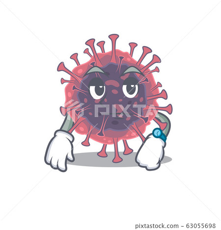 Microbiology coronavirus on waiting gesture mascot design style 63055698