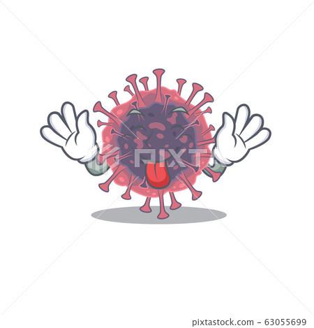 Funny face microbiology coronavirus mascot design style with tongue out 63055699