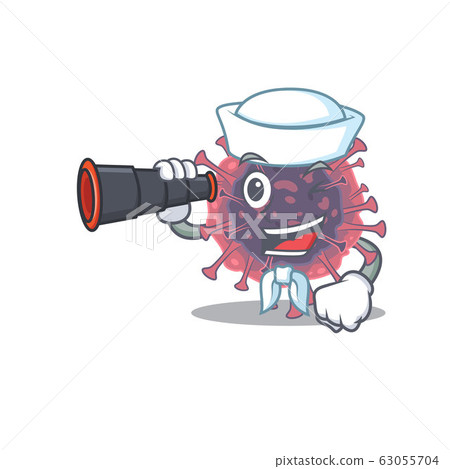 Microbiology coronavirus in Sailor cartoon character design with binocular 63055704