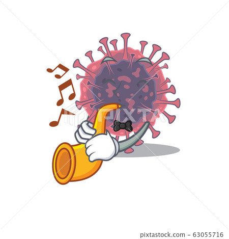 Microbiology coronavirus cartoon character design playing a trumpet 63055716