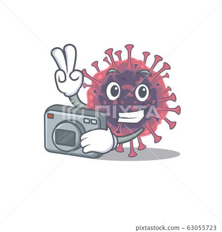 Microbiology coronavirus mascot design as a professional photographer with a camera 63055723