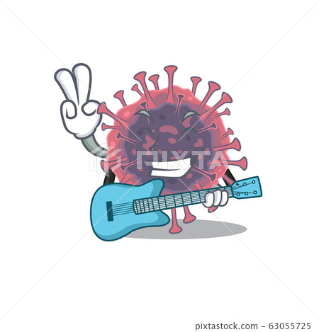 Supper cool microbiology coronavirus cartoon playing a guitar 63055725