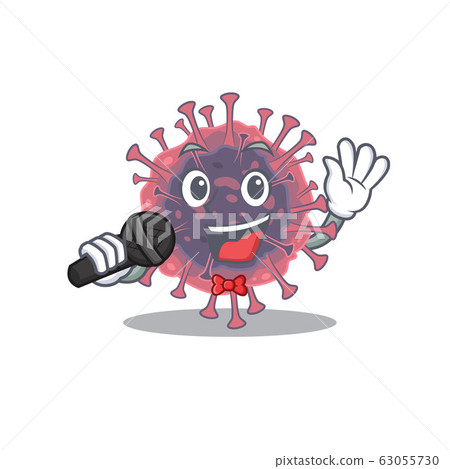 Cute microbiology coronavirus sings a song with a microphone 63055730