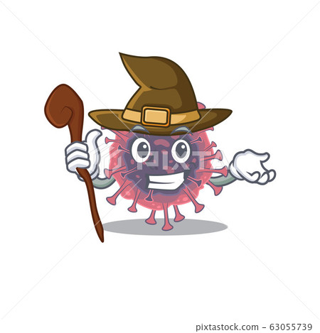 Cute and sneaky Witch microbiology coronavirus cartoon design style 63055739